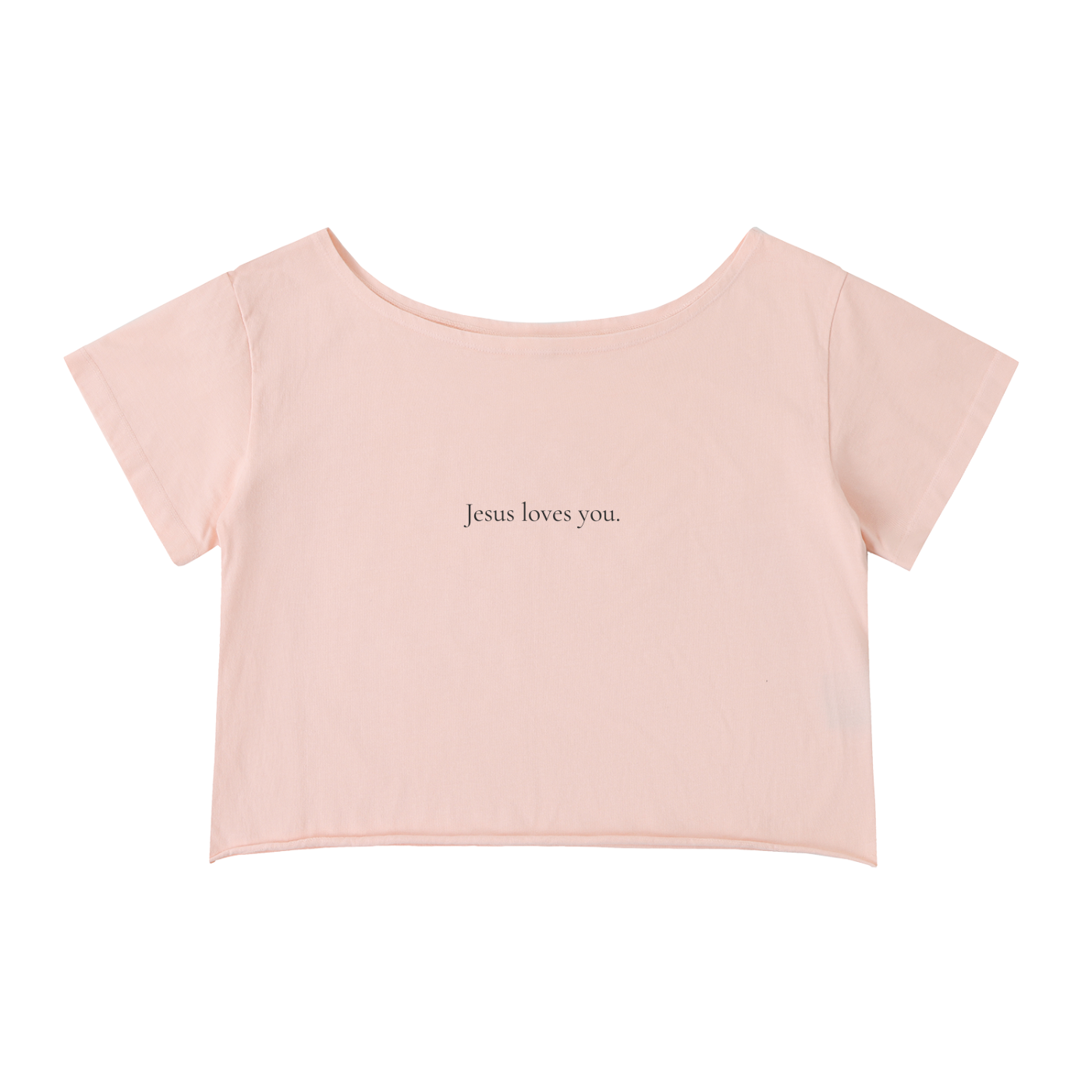 Off-Shoulder Rolled Hem Cotton T-Shirt