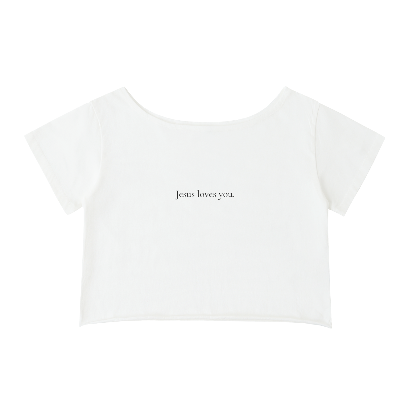 Off-Shoulder Rolled Hem Cotton T-Shirt