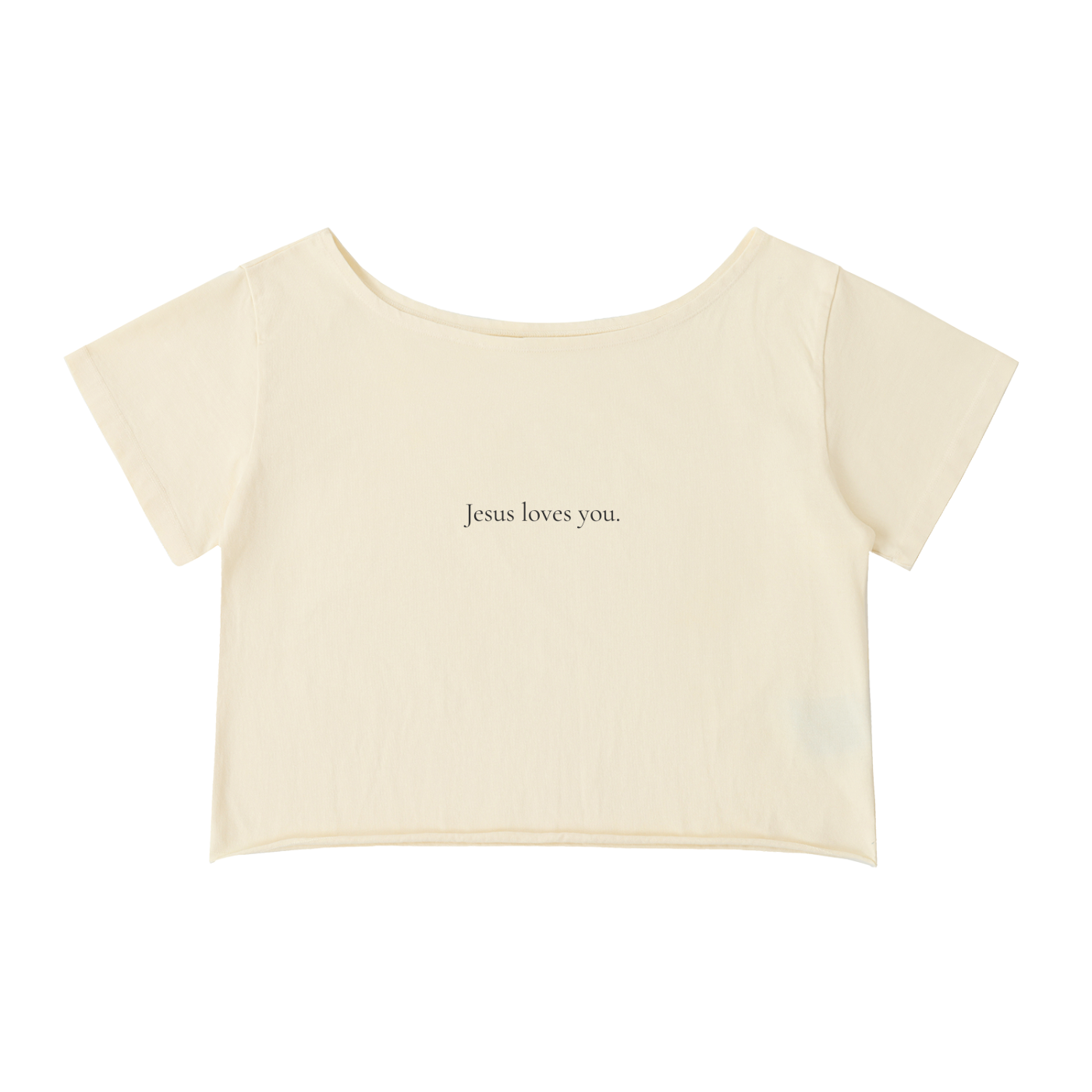 Off-Shoulder Rolled Hem Cotton T-Shirt