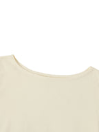 Off-Shoulder Rolled Hem Cotton T-Shirt