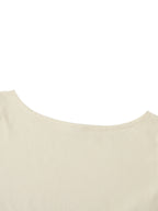 Off-Shoulder Rolled Hem Cotton T-Shirt